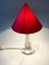 Lampada da tavolo con base in vetro inciso e paralume in seta rossa, Francia, anni '40, Immagine 8