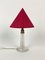French Table Lamp with Cut Glass Base and Red Silk Shade, 1940s 3