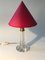 French Table Lamp with Cut Glass Base and Red Silk Shade, 1940s, Image 4