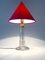 French Table Lamp with Cut Glass Base and Red Silk Shade, 1940s 7