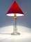 French Table Lamp with Cut Glass Base and Red Silk Shade, 1940s, Image 7