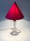 Lampada da tavolo con base in vetro inciso e paralume in seta rossa, Francia, anni '40, Immagine 9