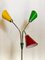 Mid-Century Floor Lamp with 3 Shades in Yellow, Green & Red from Lidokov, 1956 5
