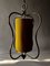 Hollywood Regency Stil Deckenlampe aus Messing mit gelbem Schirm von Rupert Nikoll, 1950er 2