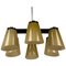Ceiling Lamp with 6 Handmade Opaline Glass Shades from Lidokov, 1950s, Image 1