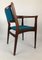 Rosewood Chairs with Turquoise Fabric, 1960s, Set of 2 7