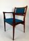 Rosewood Chairs with Turquoise Fabric, 1960s, Set of 2 10