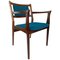 Rosewood Chairs with Turquoise Fabric, 1960s, Set of 2 1