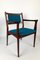 Rosewood Chairs with Turquoise Fabric, 1960s, Set of 2 8
