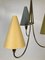 Small Mid-Century Chandelier in Brass with 3 Colorful Shades from Rupert Nikoll, 1950s, Image 3