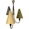 Small Mid-Century Chandelier in Brass with 3 Colorful Shades from Rupert Nikoll, 1950s 1