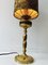 Victorian Style Brass Table Lamp with Lampshade in Romantic Love Scene, 1930s 2