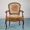 Vintage Floral & Carved Wood Lounge Chairs, 1950s, Set of 2 1