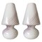 Italian White & Pink Murano Table Lamps, 1980s, Set of 2 1