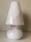 Italienische Murano Tischlampen aus Weiß & Rosa, 1980er, 2er Set 3