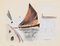 Boat - Original Ink and Watercolor Drawing - 20th Century 20th Century, Image 1