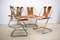 Steel & Leather Dining Chairs, 1970s, Set of 4 3