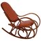 Sedia a dondolo Art Nouveau in faggio curvato a vapore e pelle di Thonet, Immagine 2
