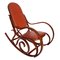 Rocking Chair Art Nouveau en Hêtre Courbé à la Vapeur et Cuir de Thonet 1