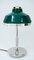 Art Deco Nickel-Plated Table Lamp with Original Green Opal Glass Shade, 1920s 1
