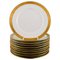 White Porcelain Dagmar Dinner Plates with Gold Edge from Royal Copenhagen, Set of 10 1