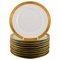 White Porcelain Dagmar Dinner Plates with Gold Edge from Royal Copenhagen, Set of 10, Image 1