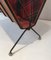 French Black Lacquered Metal, Leather & Square Fabric Magazine Rack, 1950s 8