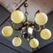 Vintage Copper-Colored Chandelier with Yellow Bulbs, 1950s 3