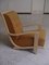 Art Deco Mustard Yellow Cavalry Wool & Beige Painted Wood Lounge Chair, 1940s 2