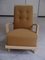 Art Deco Mustard Yellow Cavalry Wool & Beige Painted Wood Lounge Chair, 1940s 1