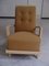 Art Deco Mustard Yellow Cavalry Wool & Beige Painted Wood Lounge Chair, 1940s, Image 1