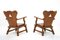 Brutalist Alsatian Oak Armchairs from Oisterwijk, 1950s, Set of 2 3