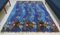 Vintage Blauer Rya Teppich in Wellen Optik, 1970er 1