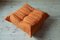 Fauteuil et Pouf Togo Vintage en Microfibre Orange par Michel Ducaroy pour Ligne Roset, 1970s 9