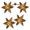 Brass Flower Ceiling or Wall Lights in the Style of Willy Daro, 1970s, Set of 3 1