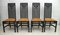 High Back Dining Chairs in Black Lacquered Wood, 1979, Set of 4 7