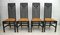 High Back Dining Chairs in Black Lacquered Wood, 1979, Set of 4, Image 7