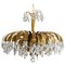 Large Brass and Crystal Chandelier from Palwa, Germany, 1960s 1