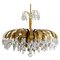 Large Brass and Crystal Chandelier from Palwa, Germany, 1960s 4
