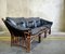 Vintage 3-Sitzer Sofa aus Leder & Rattan, 1970er 3