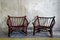 Vintage Leather and Rattan Chairs and Coffee Table, 1970s, Set of 3 6