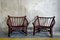 Vintage Leather and Rattan Chairs and Coffee Table, 1970s, Set of 3, Image 6