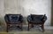 Chaises et Table Basse Vintage en Cuir et Rotin, 1970s, Set de 3 1