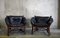 Vintage Leather and Rattan Chairs and Coffee Table, 1970s, Set of 3 1