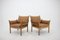 Danish Genius Leather & Rosewood Chairs with Stools by Illum Wikkelsø, 1960s, Set of 4 10