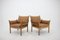 Danish Genius Leather & Rosewood Chairs with Stools by Illum Wikkelsø, 1960s, Set of 4, Image 10