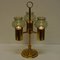 Norwegian Brass 3-Arm Candleholder with Green Glass Shades from Odel Messing, 1960s 6