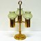 Norwegian Brass 3-Arm Candleholder with Green Glass Shades from Odel Messing, 1960s 4