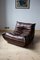 Vintage Dark Shiny Brown Togo Lounge Chair & Pouf Set by Michel Ducaroy for Ligne Roset, 1973, Set of 2 7