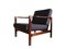Dark Blue Linen Lounge Armchair by Zenon Bączyk for Swarzędzkie Furniture Factory, 1960s 1